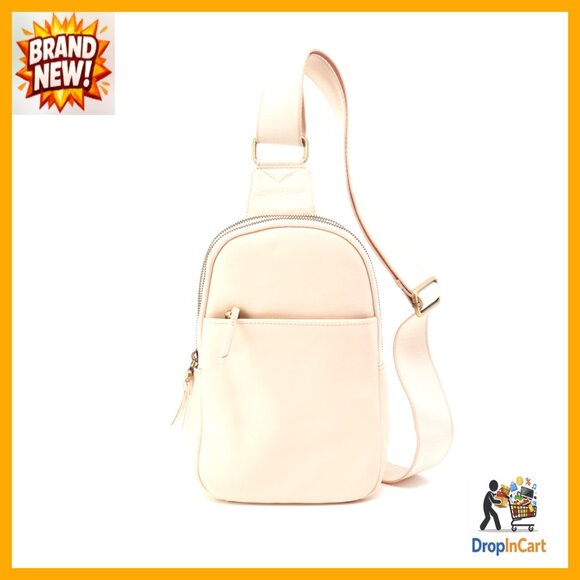 Leather Sling Bag Adjustable Crossbody Chic Minimal Travel Everyday Essential